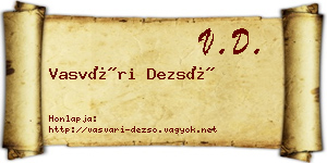 Vasvári Dezső névjegykártya